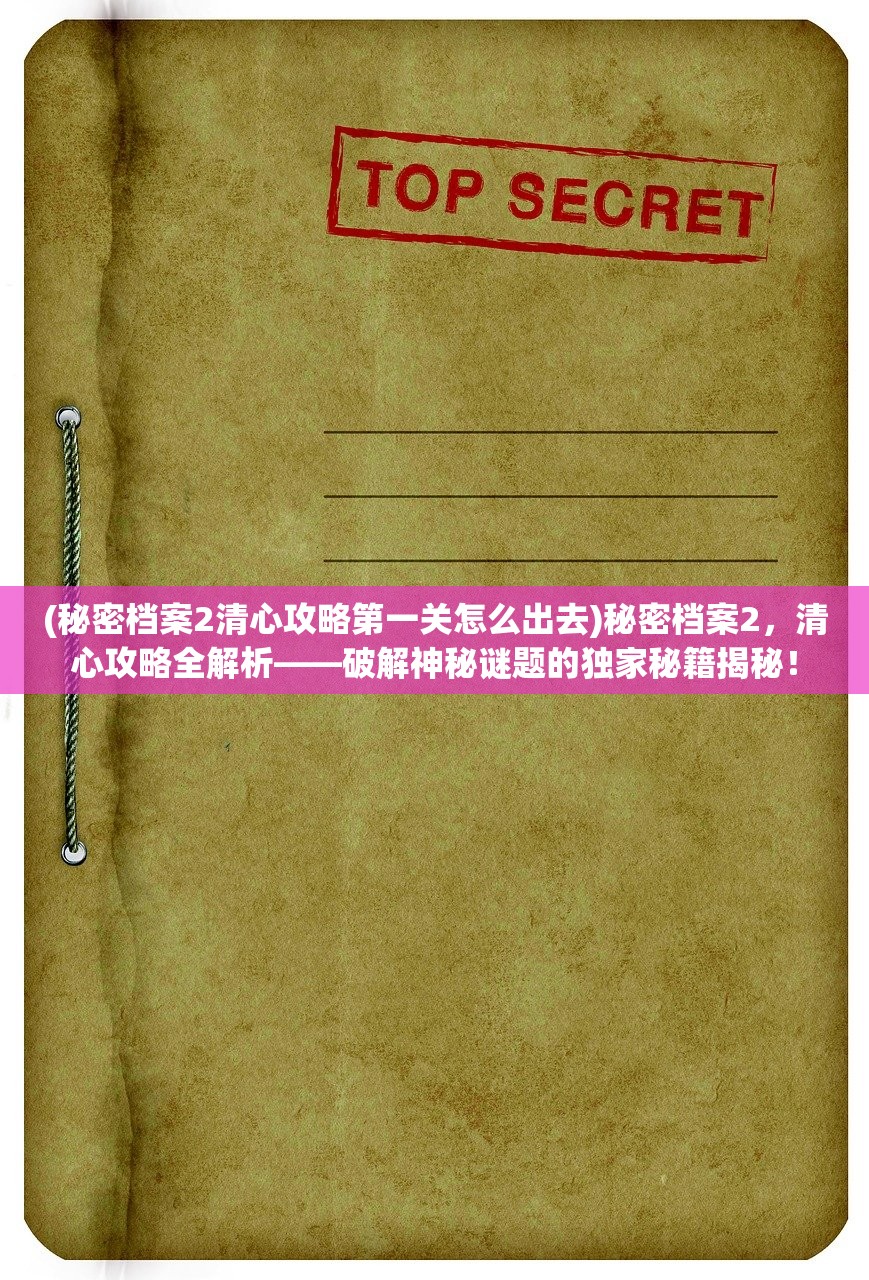 (秘密档案2清心攻略第一关怎么出去)秘密档案2，清心攻略全解析——破解神秘谜题的独家秘籍揭秘！